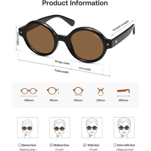 Retro round polarized sunglasses small 90s 80s vintage UV400 unisex shades - Picture 6 of 7